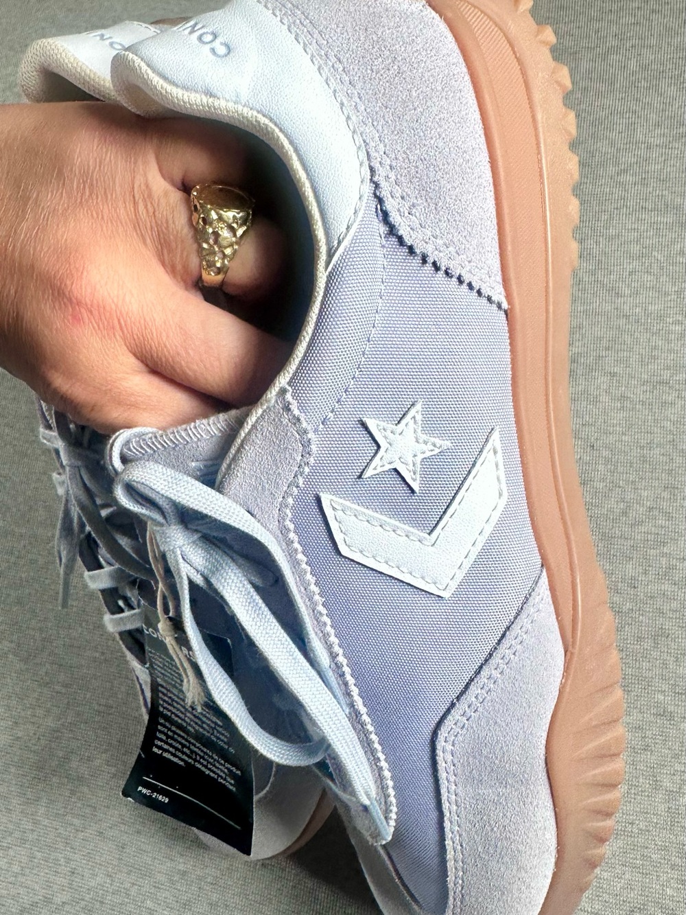 NWT Converse Point Star Low Top Sneakers Light Purple Suede Gum Sole Mens 11.5. - Picture 5 of 9